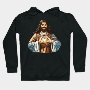 Jesus Christ making a heart with his hands Hoodie